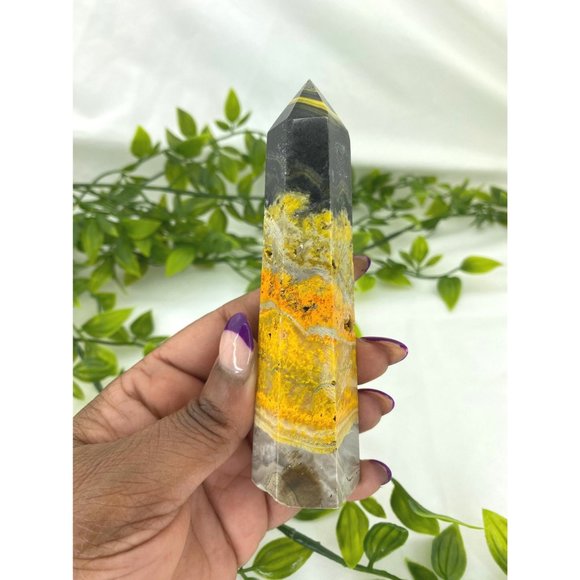 Bumblebee Jasper Tower - 5" Natural Bumblebee Jasper - Bumble Bee Jasper Point - Picture 2 of 7